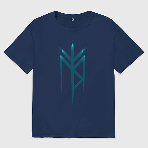 Мужская футболка оверсайз Руны / Тёмно-синий – фото 1