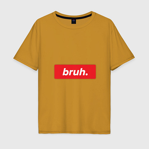 Мужская футболка оверсайз Bruh / Горчичный – фото 1