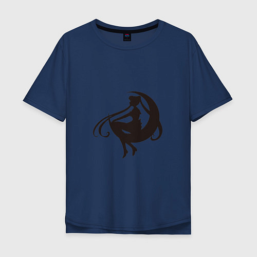 Мужская футболка оверсайз Тень воина луны / Тёмно-синий – фото 1