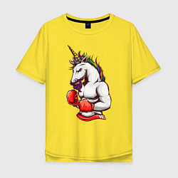Футболка оверсайз мужская Единорог боксер, цвет: желтый
