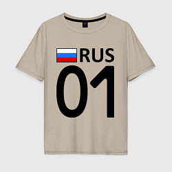 Футболка оверсайз мужская RUS 01, цвет: миндальный