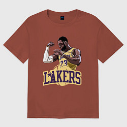 Футболка оверсайз мужская LeBron - Lakers, цвет: кирпичный