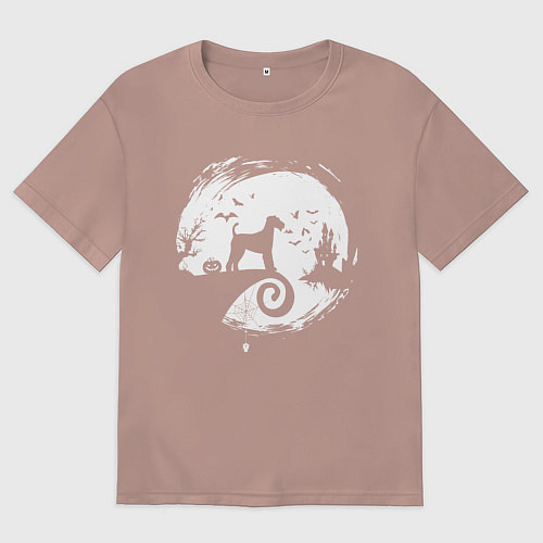 Мужская футболка оверсайз Полнолуние Эрдельтерьер / Пыльно-розовый – фото 1