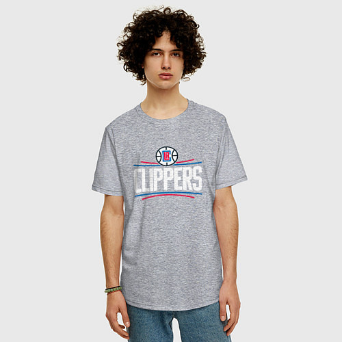 Мужская футболка оверсайз Los Angeles Clippers / Меланж – фото 3