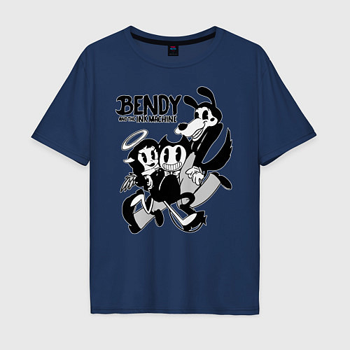 Мужская футболка оверсайз Bendy And The Ink Machine / Тёмно-синий – фото 1