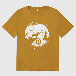 Мужская футболка оверсайз Полнолуние Французский бульдог