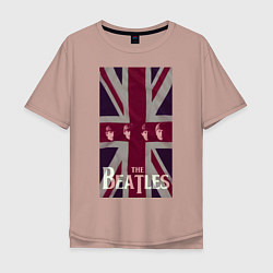 Футболка оверсайз мужская The Beatles rock-n-roll, цвет: пыльно-розовый