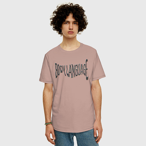 Мужская футболка оверсайз Body language / Пыльно-розовый – фото 3