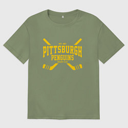Футболка оверсайз мужская Питтсбург Пингвинз, цвет: авокадо