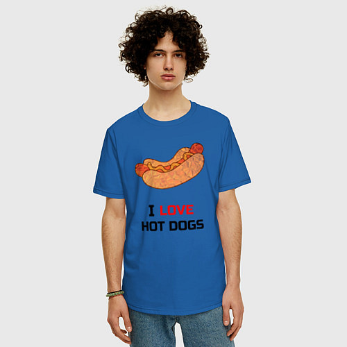 Мужская футболка оверсайз Love HOT DOGS / Синий – фото 3