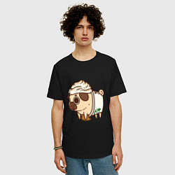 Футболка оверсайз мужская Сладкий мопс, цвет: черный — фото 2