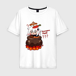 Футболка оверсайз мужская Genshin Impact Paimon food, цвет: белый