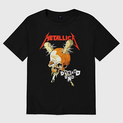 Футболка оверсайз мужская Metallica - оранжевый череп, цвет: черный