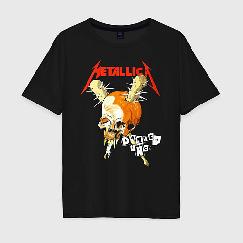 Мужская футболка оверсайз Metallica - оранжевый череп / Черный – фото 1