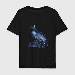 Футболка оверсайз мужская Космический кот, цвет: черный