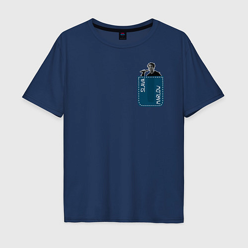 Мужская футболка оверсайз SLAVA MARLOW / Тёмно-синий – фото 1