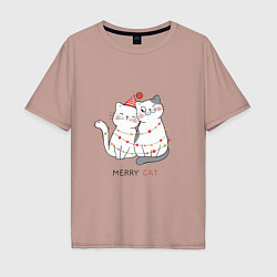 Футболка оверсайз мужская Merry Cat, цвет: пыльно-розовый