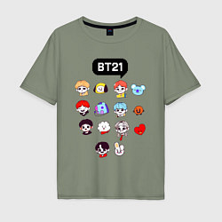 Футболка оверсайз мужская BTS BT21, цвет: авокадо