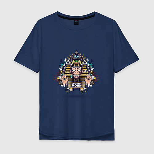 Мужская футболка оверсайз Тутанхамон / Тёмно-синий – фото 1