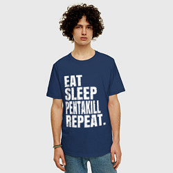 Футболка оверсайз мужская EAT SLEEP PENTAKILL REPEAT, цвет: тёмно-синий — фото 2
