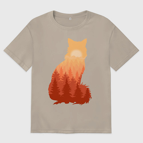 Мужская футболка оверсайз Лиса / Миндальный – фото 1