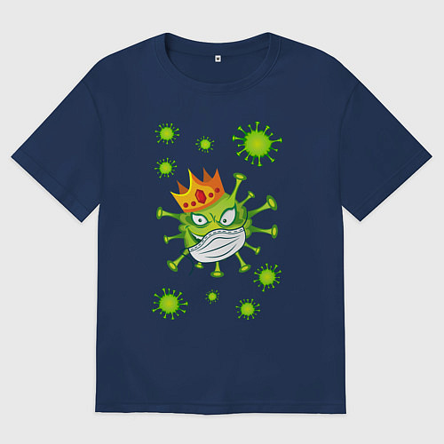 Мужская футболка оверсайз Коронавирус / Тёмно-синий – фото 1