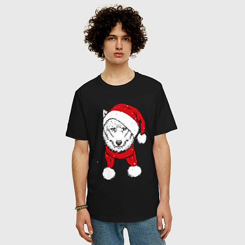 Мужская футболка оверсайз Wolf hipster / Черный – фото 3