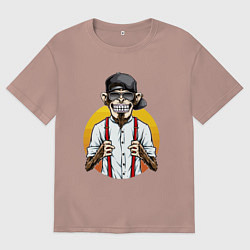 Футболка оверсайз мужская Monkey hipster, цвет: пыльно-розовый