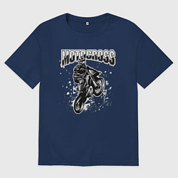 Футболка оверсайз мужская Мотокросс, цвет: тёмно-синий