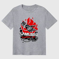 Футболка оверсайз мужская CYBERPUNK 2077 SAMURAI, цвет: меланж