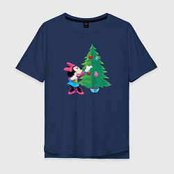 Футболка оверсайз мужская Christmas Minnie, цвет: тёмно-синий