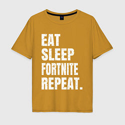 Футболка оверсайз мужская EAT SLEEP FORTNITE REPEAT, цвет: горчичный
