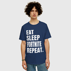 Футболка оверсайз мужская EAT SLEEP FORTNITE REPEAT, цвет: тёмно-синий — фото 2