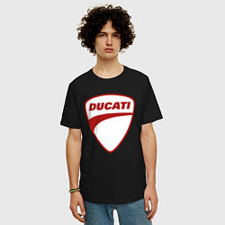 Футболка оверсайз мужская Ducati Logo Дукати Лого Z, цвет: черный — фото 2