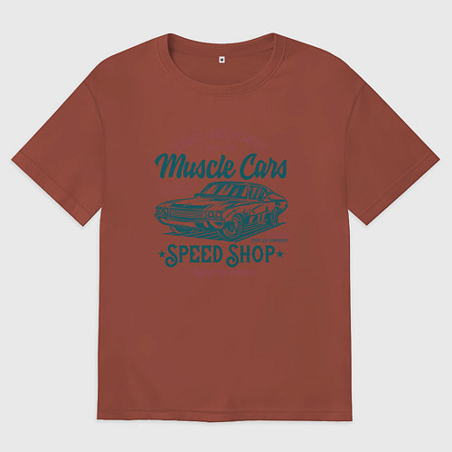 Мужская футболка оверсайз Машина / Кирпичный – фото 1