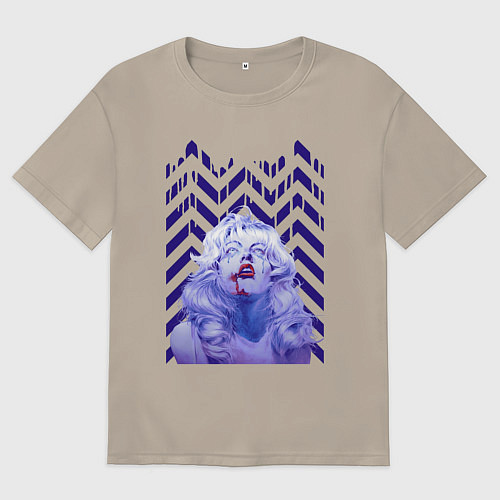 Мужская футболка оверсайз Твин пикс / Миндальный – фото 1