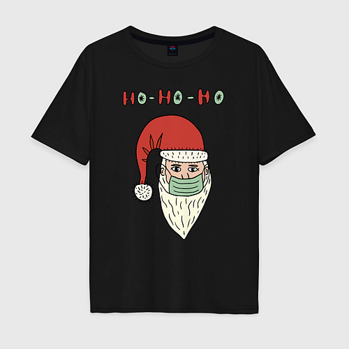 Мужская футболка оверсайз Ho-ho-ho / Черный – фото 1