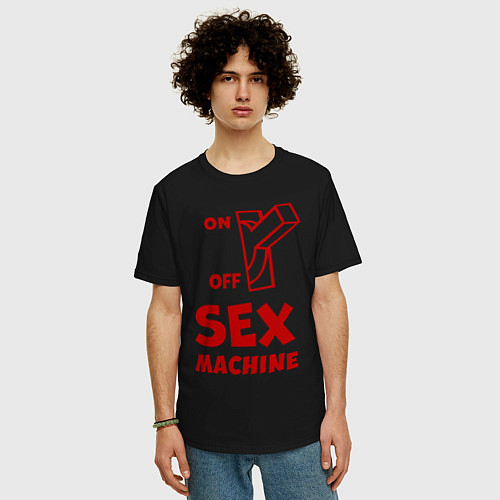Мужская футболка оверсайз Секс машина / Черный – фото 3