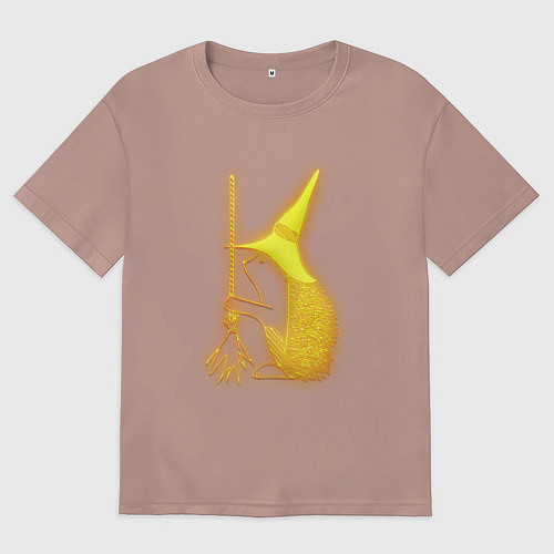 Мужская футболка оверсайз Золотой ежик / Пыльно-розовый – фото 1