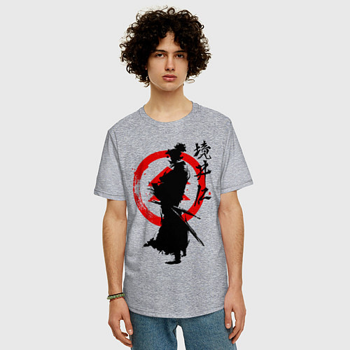 Мужская футболка оверсайз Ghost of Tsushima / Меланж – фото 3