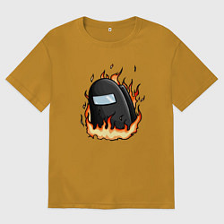 Футболка оверсайз мужская Among Us fire, цвет: горчичный