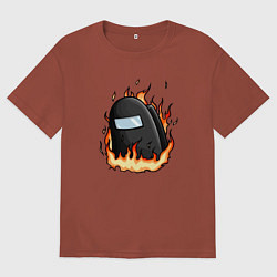 Мужская футболка оверсайз Among Us fire