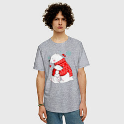 Футболка оверсайз мужская Медведица с медвежонеком, цвет: меланж — фото 2