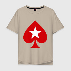 Футболка оверсайз мужская Покер Пики Poker Stars, цвет: миндальный