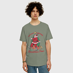 Футболка оверсайз мужская Rockin Santa, цвет: авокадо — фото 2