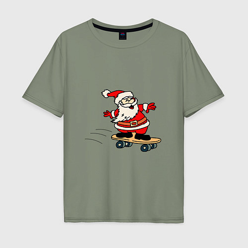 Мужская футболка оверсайз Санта на скейтборде / Авокадо – фото 1