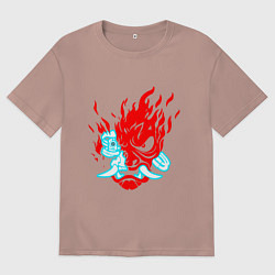 Мужская футболка оверсайз Cyberpunk neon samurai