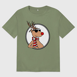 Мужская футболка оверсайз Олень Хипстер