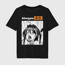 Футболка оверсайз мужская Ahegao, цвет: черный