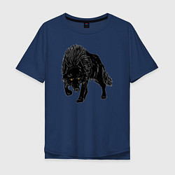 Футболка оверсайз мужская Черный Волк, цвет: тёмно-синий